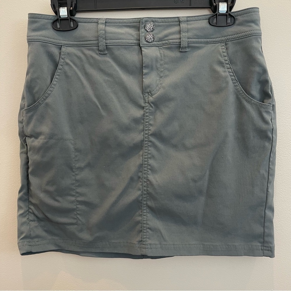 PrAna Skorts Women 6 Army Green Nylon Polyester Elastane Stretch Mid-Rise Active